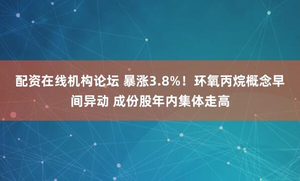 配资在线机构论坛 暴涨3.8%！环氧丙烷概念早间异动 成份股年内集体走高